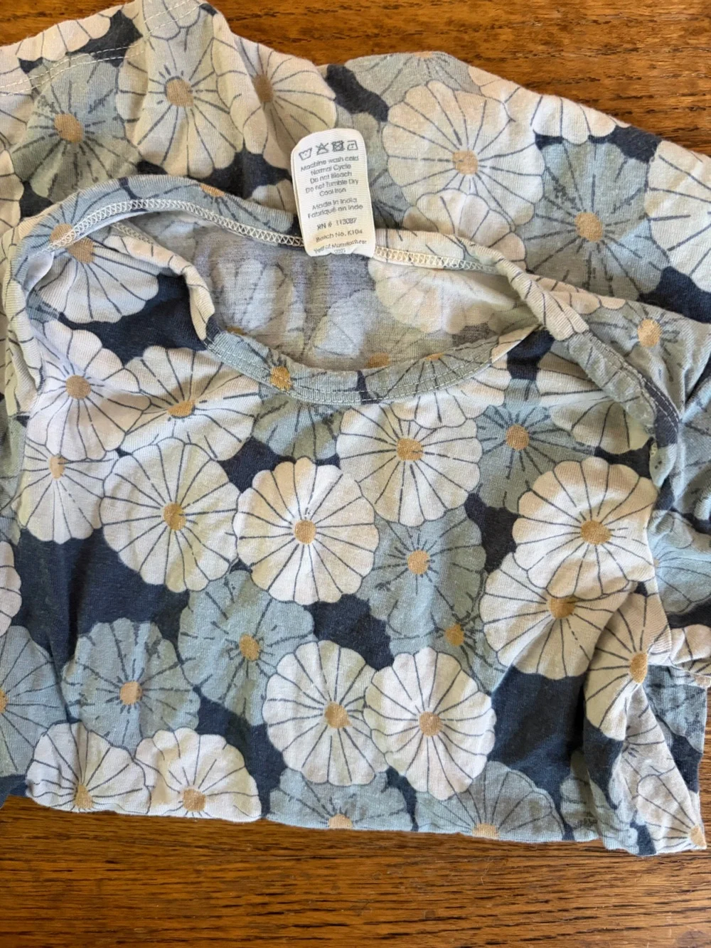 Kate Quinn 18-24 Months Bamboo Mid Century Daisy Floral Blue Snap Shortie Romper